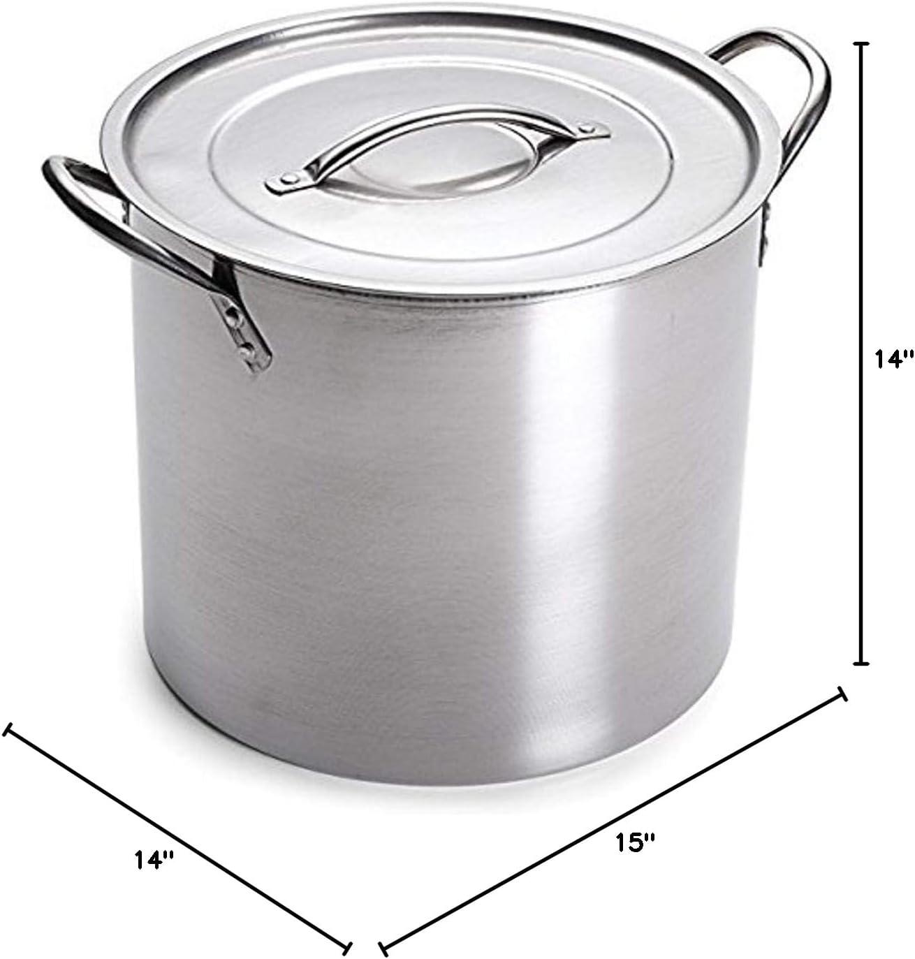 5-Gallon Polished Stainless Steel Stock Pot with Lid