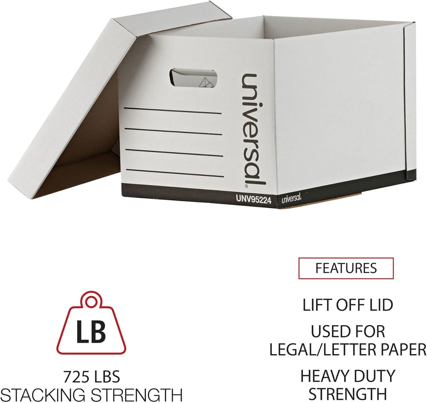 Universal Heavy-Duty Fast Assembly Lift-Off Lid Storage Box Letter/Legal White 12/CT 95224