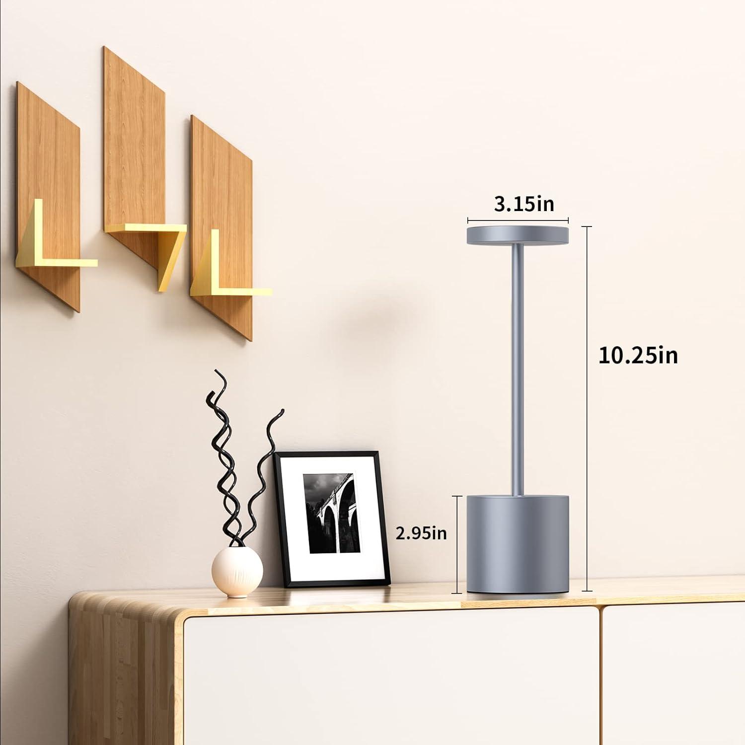 Fashion 2 Pack Rechargeable Table Lamp, LED Cordless Table Lamp,5000mAh Battery Operated Portable Table Light,Dimming for Restaurant/Patio/Outdoor(Grey)