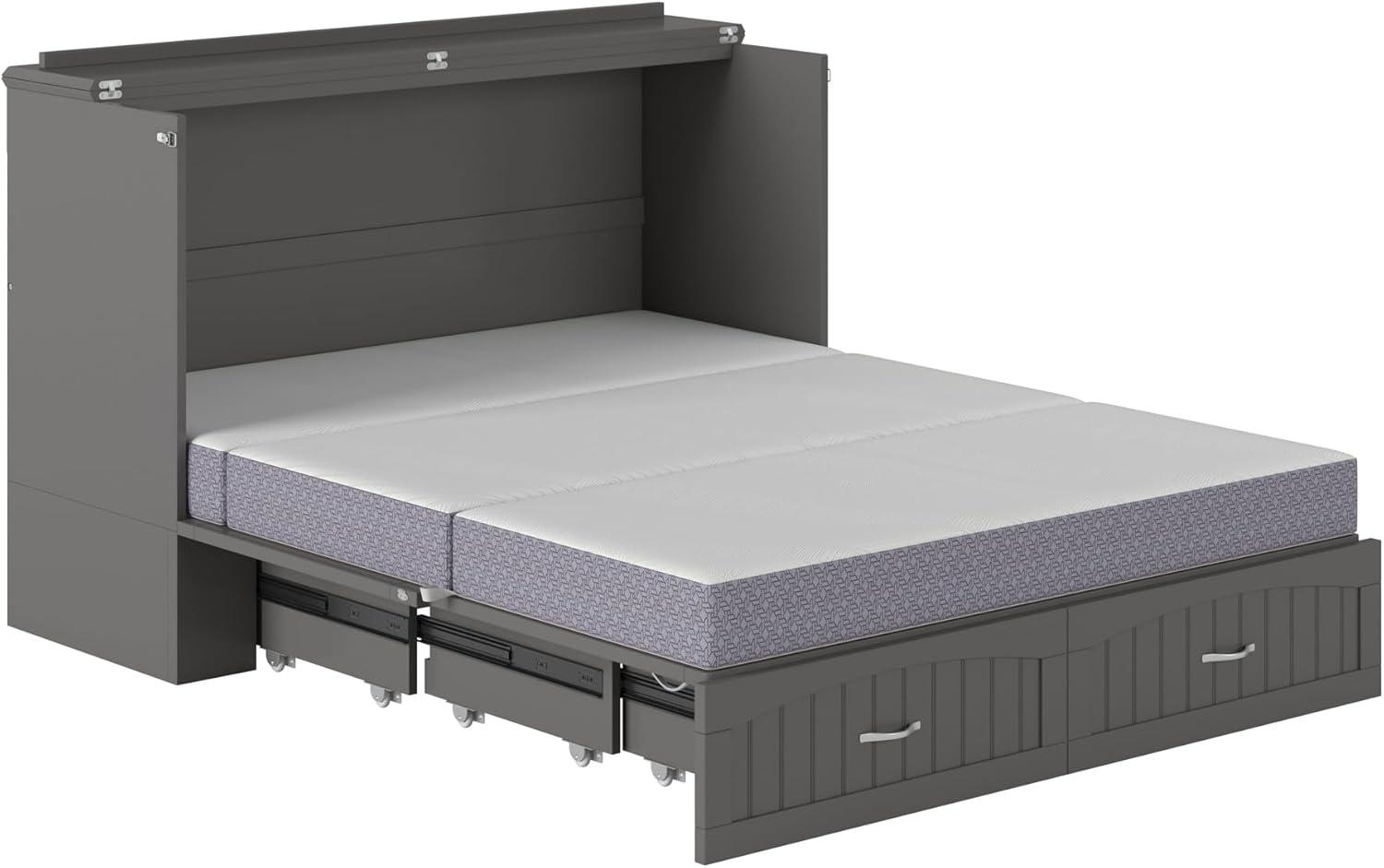 Southampton Murphy Bed Chest Queen Grey with Charging Station