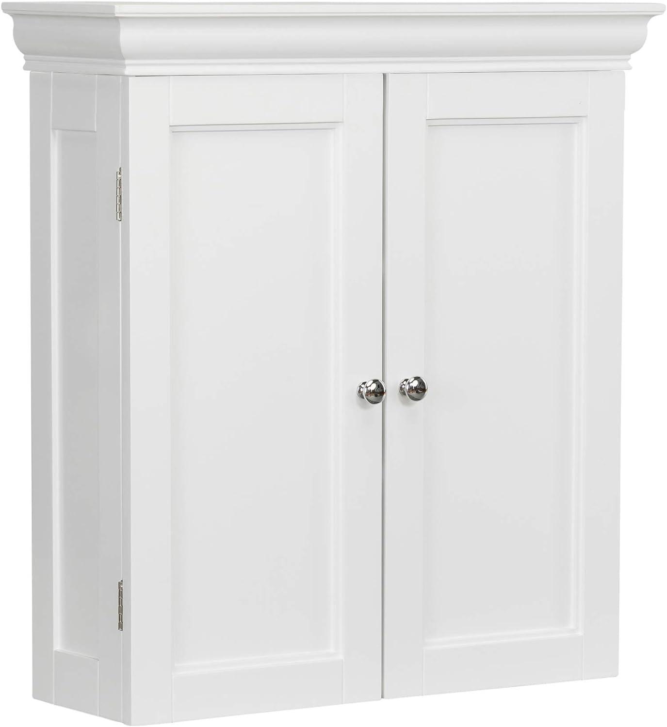 White Engineered Wood Bathroom Wall Cabinet with Adjustable Shelves