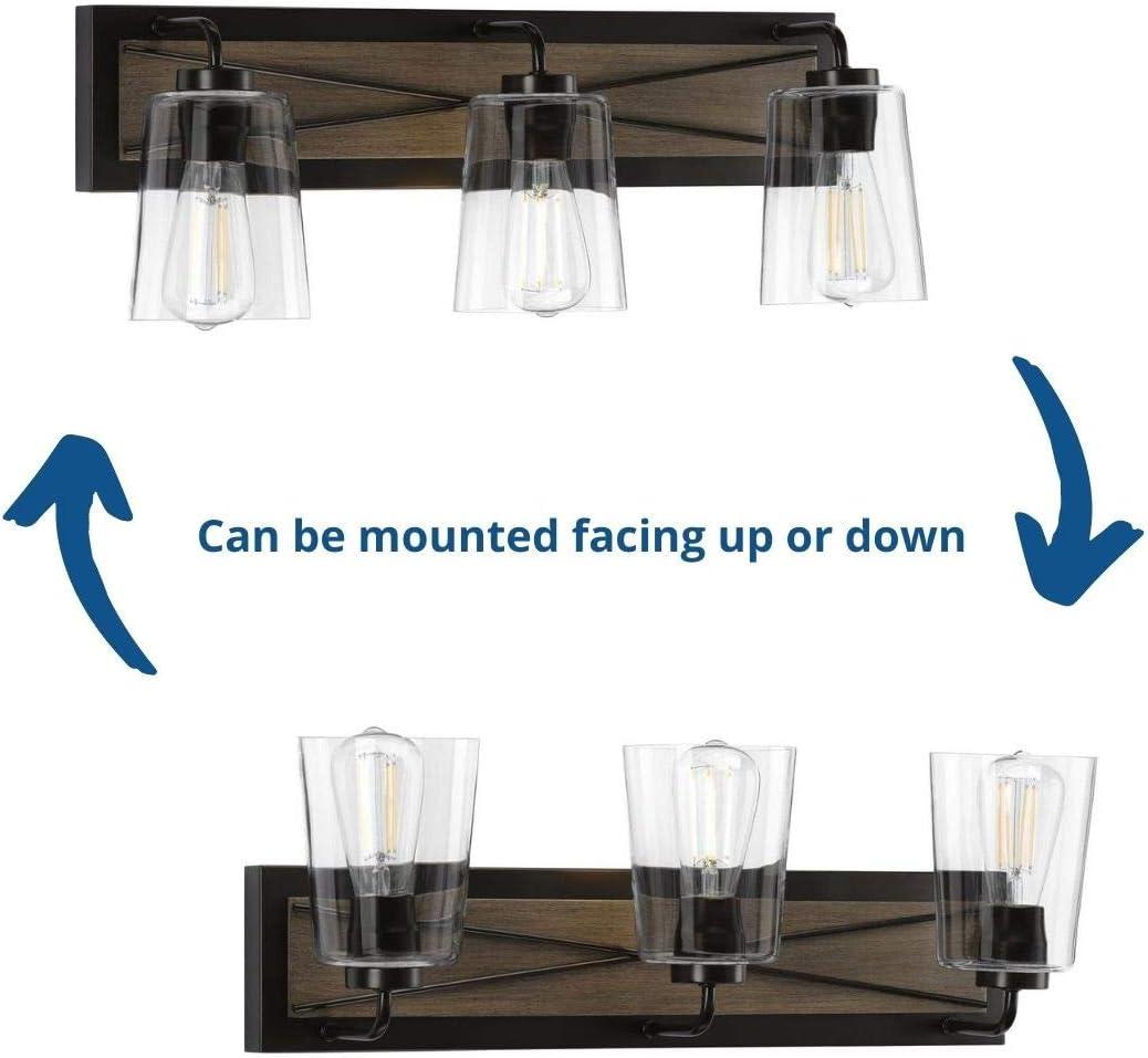 Progress Lighting Briarwood 3-Light Bath Vanity in Antique Bronze with Clear Glass Shades