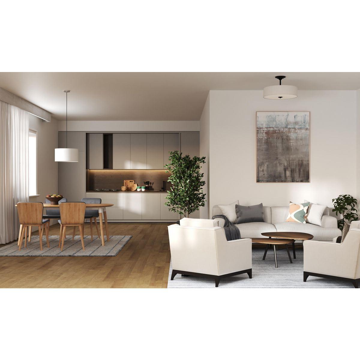 Progress Lighting, Inspire Collection, 3-Light Semi-Flush Mount, Graphite, Summer Linen Shade