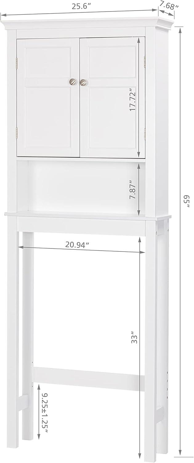 White Adjustable Over-the-Toilet Storage Cabinet with Shelves