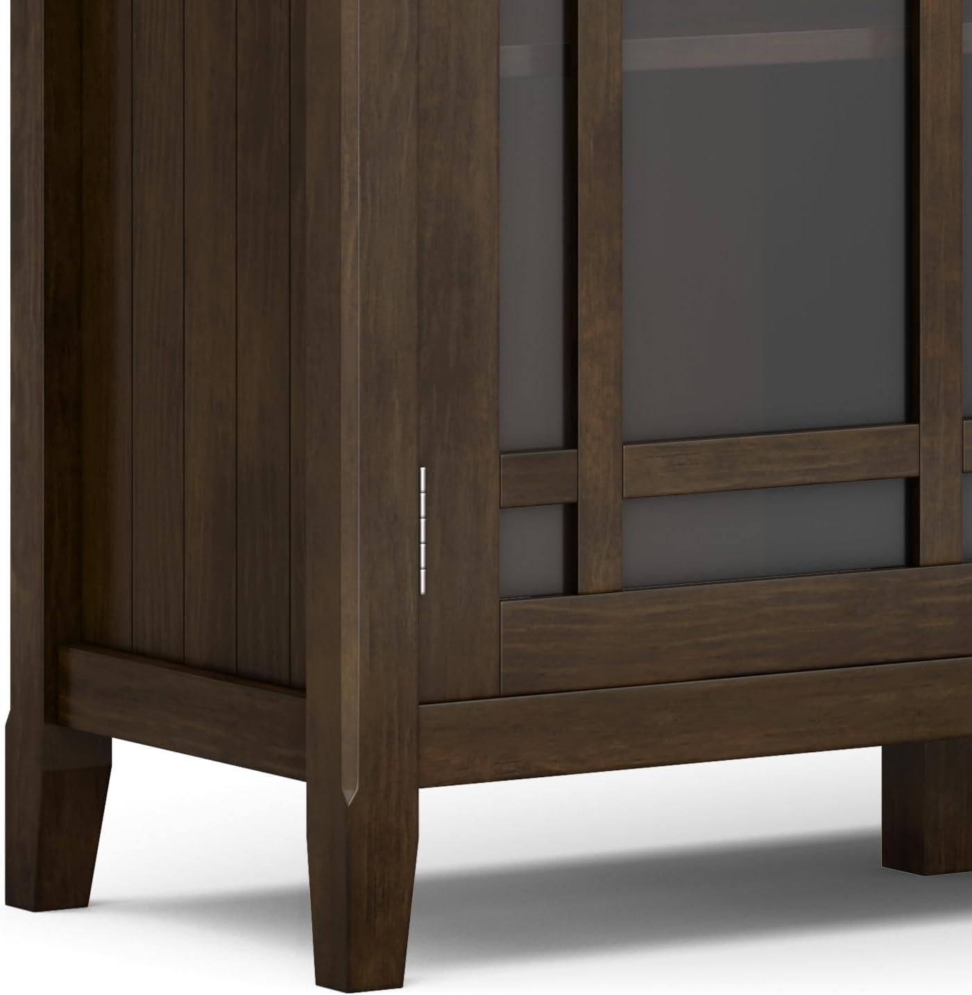 Simpli Home Bedford Transitional Solid Wood Storage Cabinet in Tobacco Brown