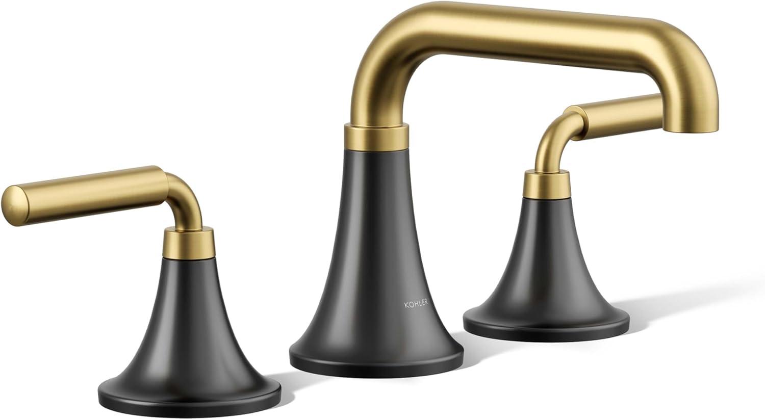 Tone Widespread Bathroom Sink Faucet, Three-Hole Bathroom Faucet with Clicker Drain, 1.2 GPM