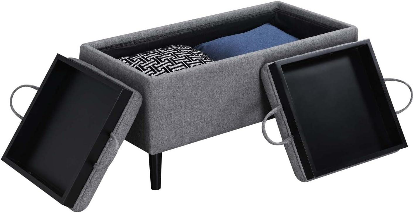 Convenience Concepts Designs4Comfort Magnolia Storage Ottoman w/ Reversible Trays, Soft Gray Fabric