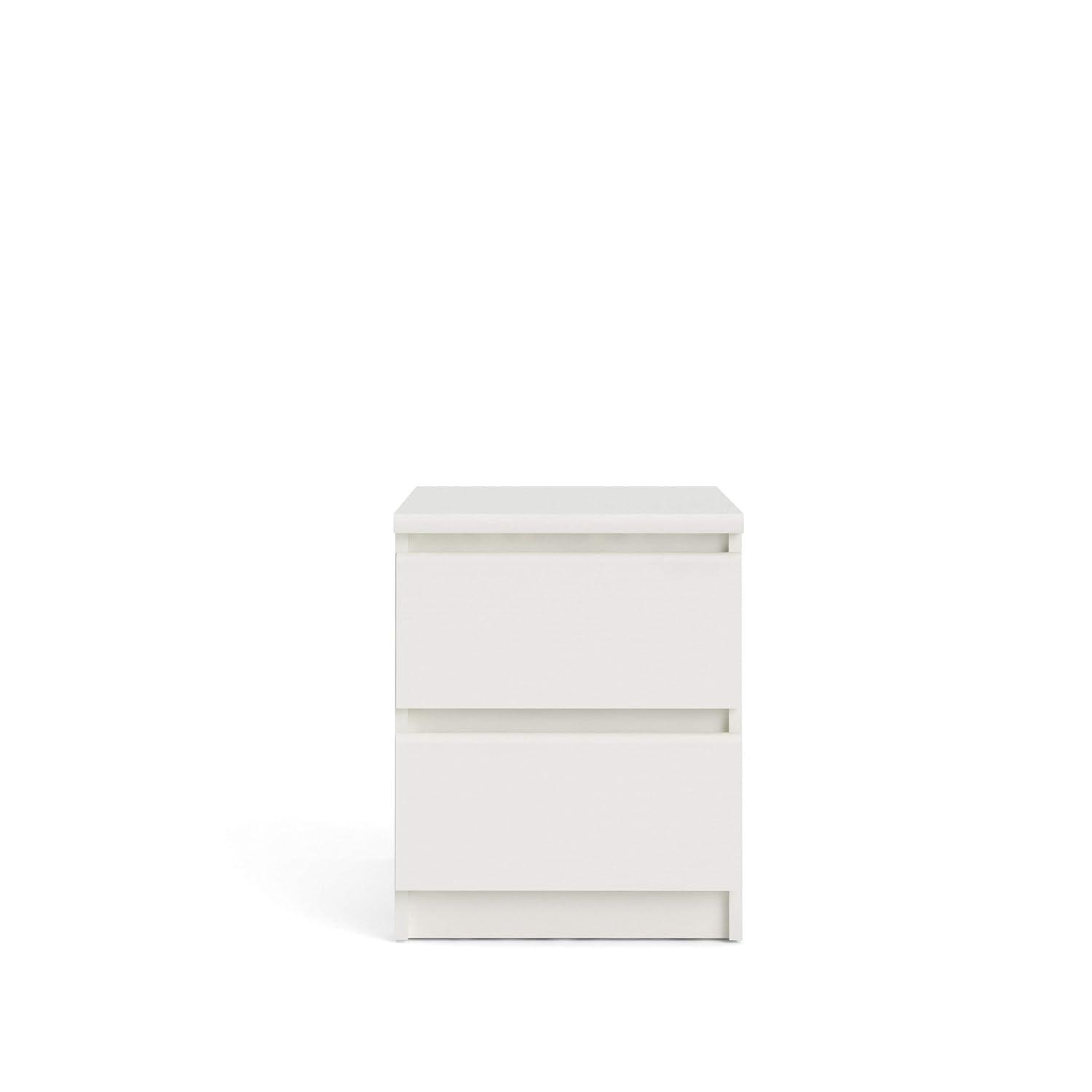 White Woodgrain 2-Drawer Nightstand with Metal Slides