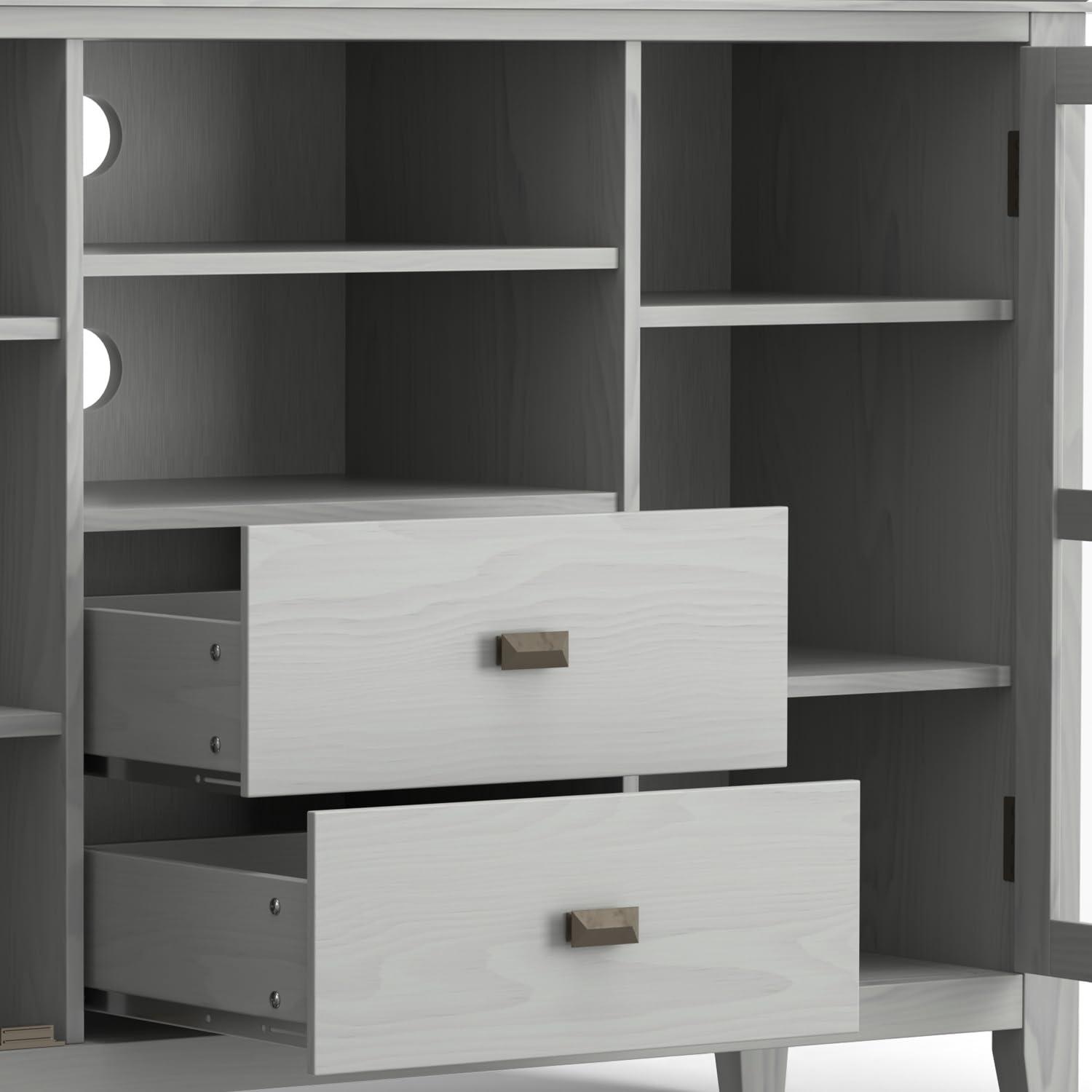 Simpli Home Artisan Solid Wood TV Media Stand in Fog Gray