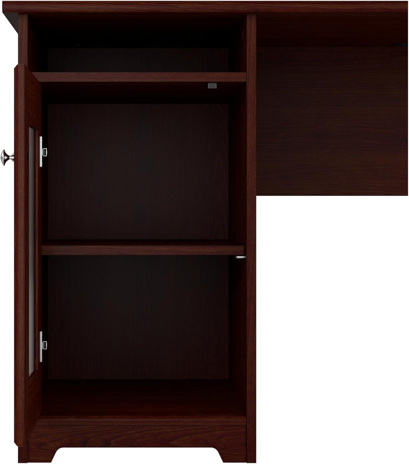 Bush Furniture Cabot 60" L Desk and Hutch with Storage, Harvest Cherry