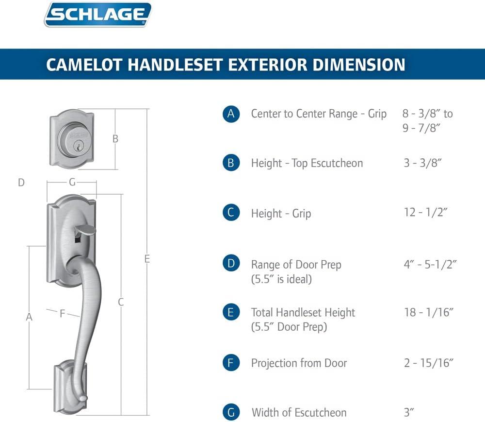Camelot Exterior Portion Handleset with Single Cylinder Deadbolt Deadbolt