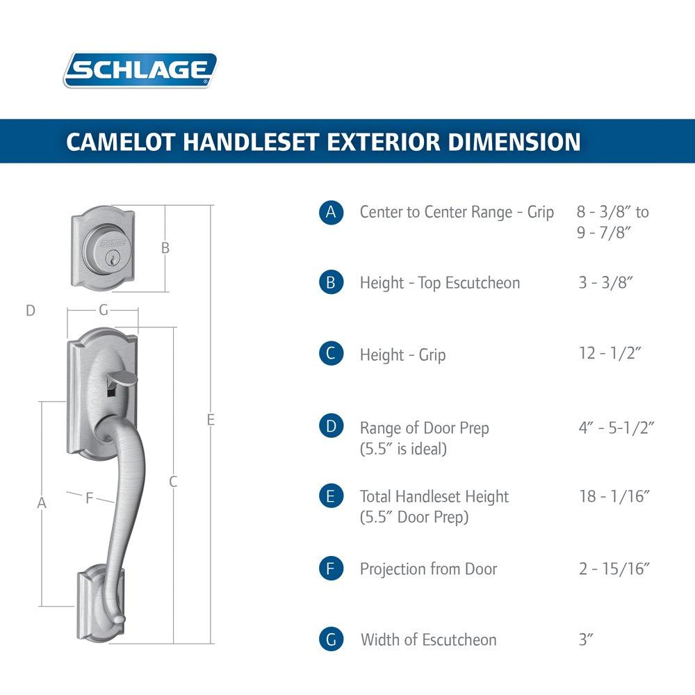 Camelot Exterior Portion Handleset with Single Cylinder Deadbolt Deadbolt