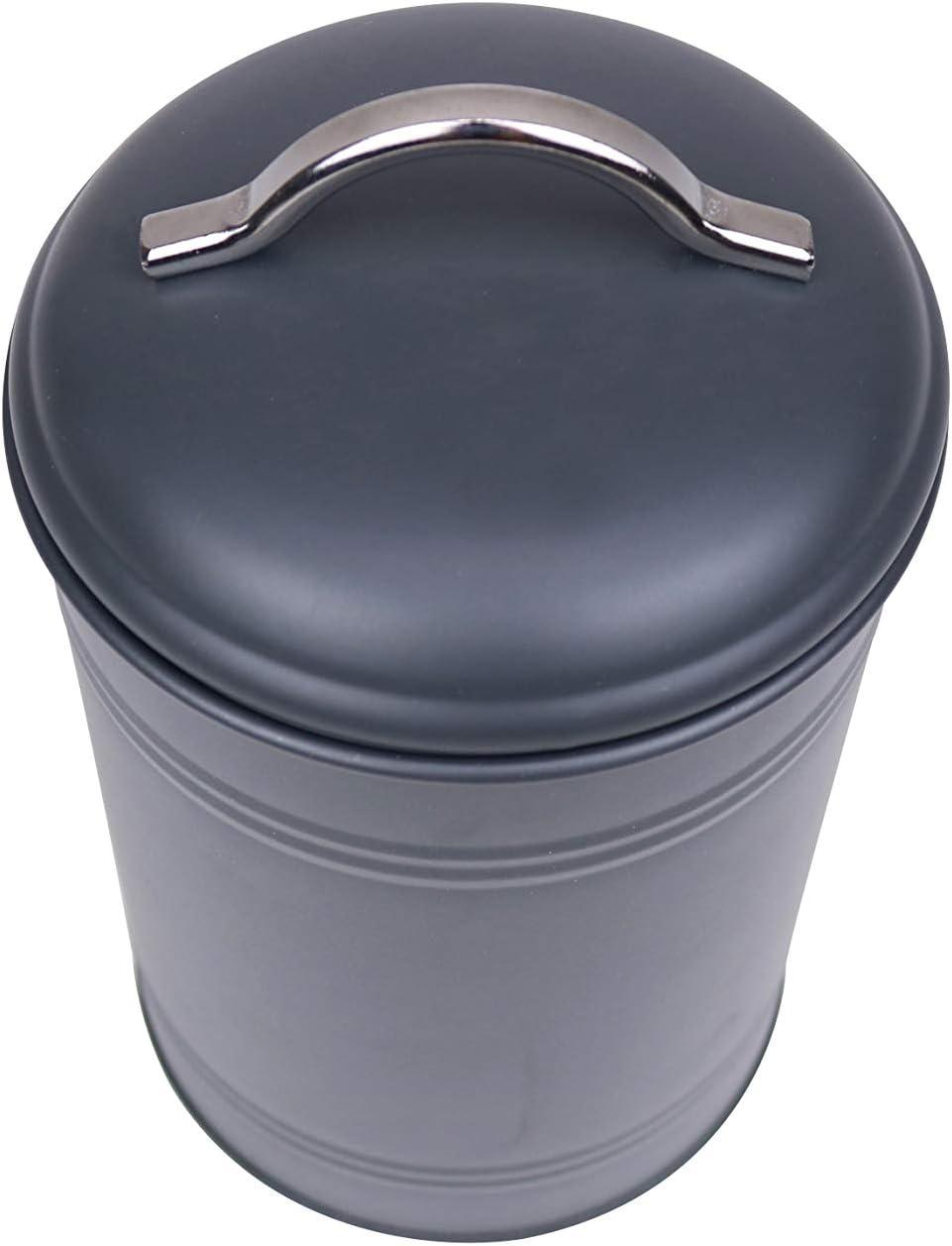 Charcoal Grey Metal Cylindrical Kitchen Canisters Set with Airtight Lids