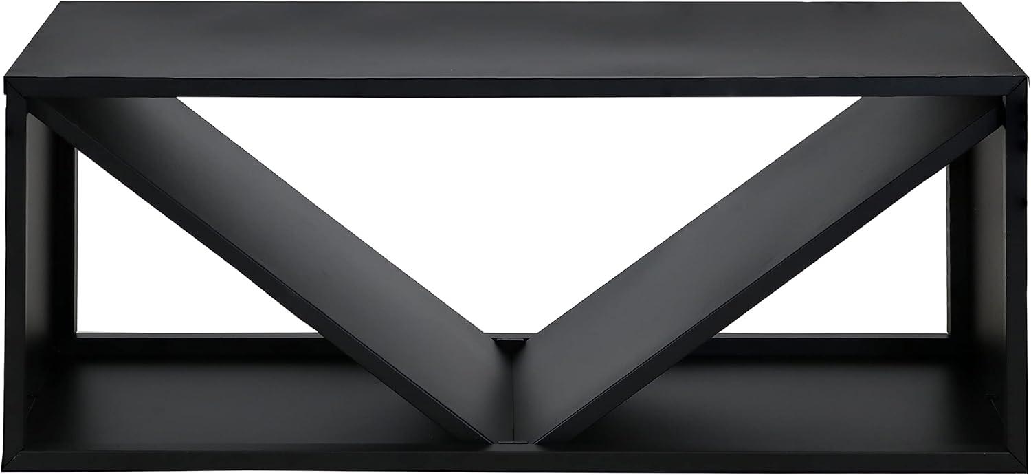 Sunnydaze Indoor/Outdoor Steel Triple Triangle Fire Pit or Fireplace Firewood Log Rack Storage Holder - 41" - Black