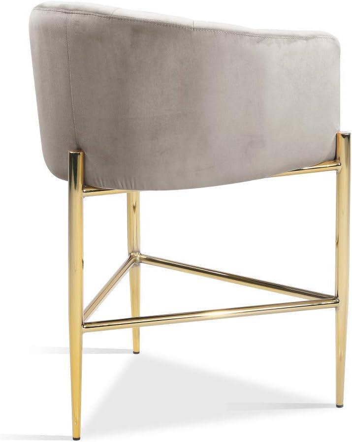 Cyrene Taupe Velvet and Gold Metal 32" Counter Stool Chair