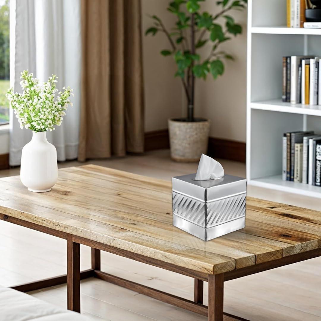 Wave Embossed Metal Tissue Box Cover