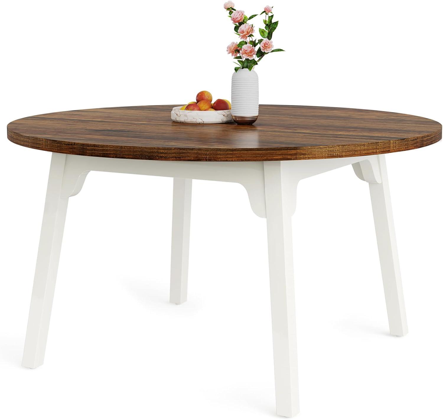 Finmind 39.4 Inches Square Dining Table for 4 People, Wooden Kitchen Table Small Dinner Table with Oak Finish Top and Solid Wood Legs, Oak Brown (Only Table)