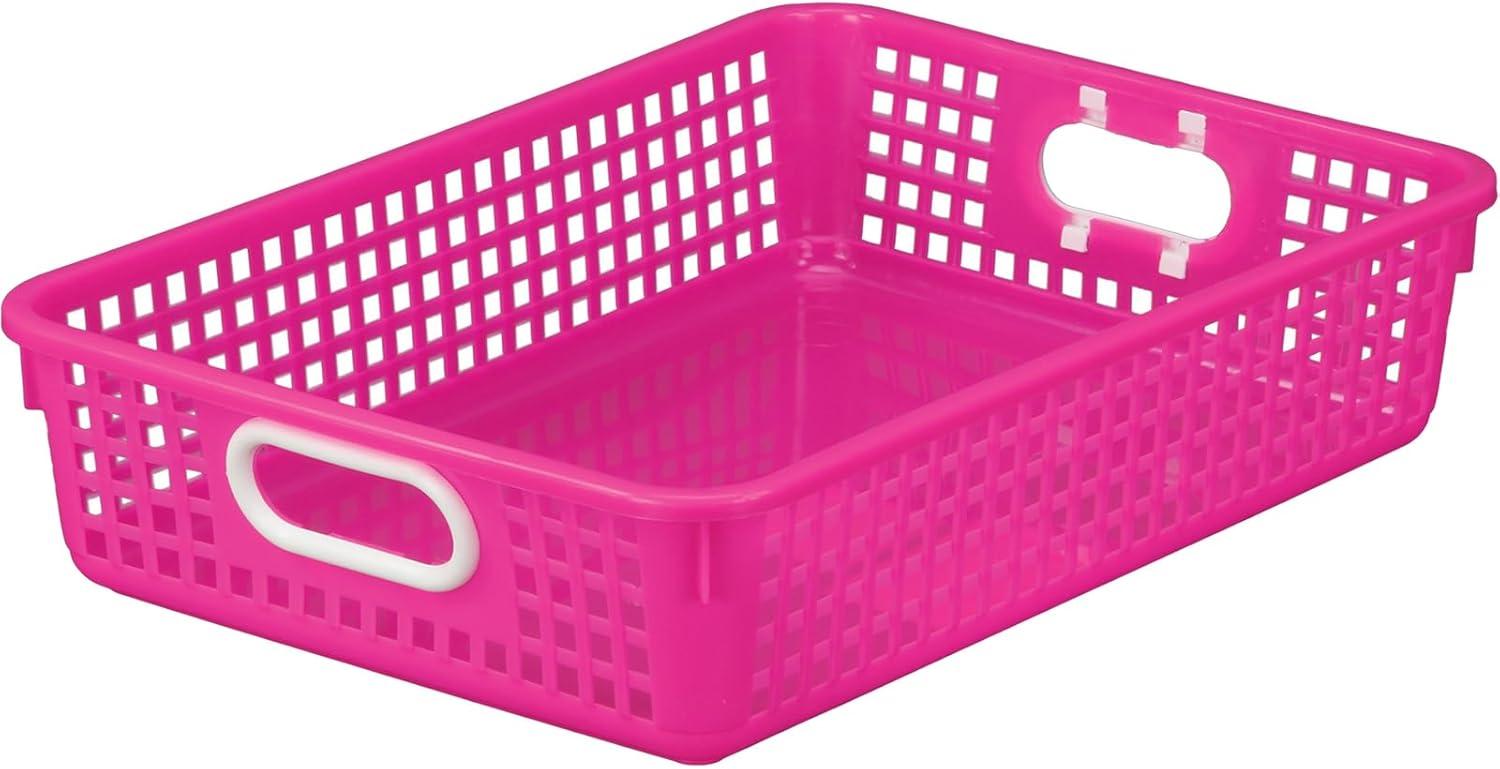 Neon Multicolor Plastic Rectangular Storage Baskets Set of 4