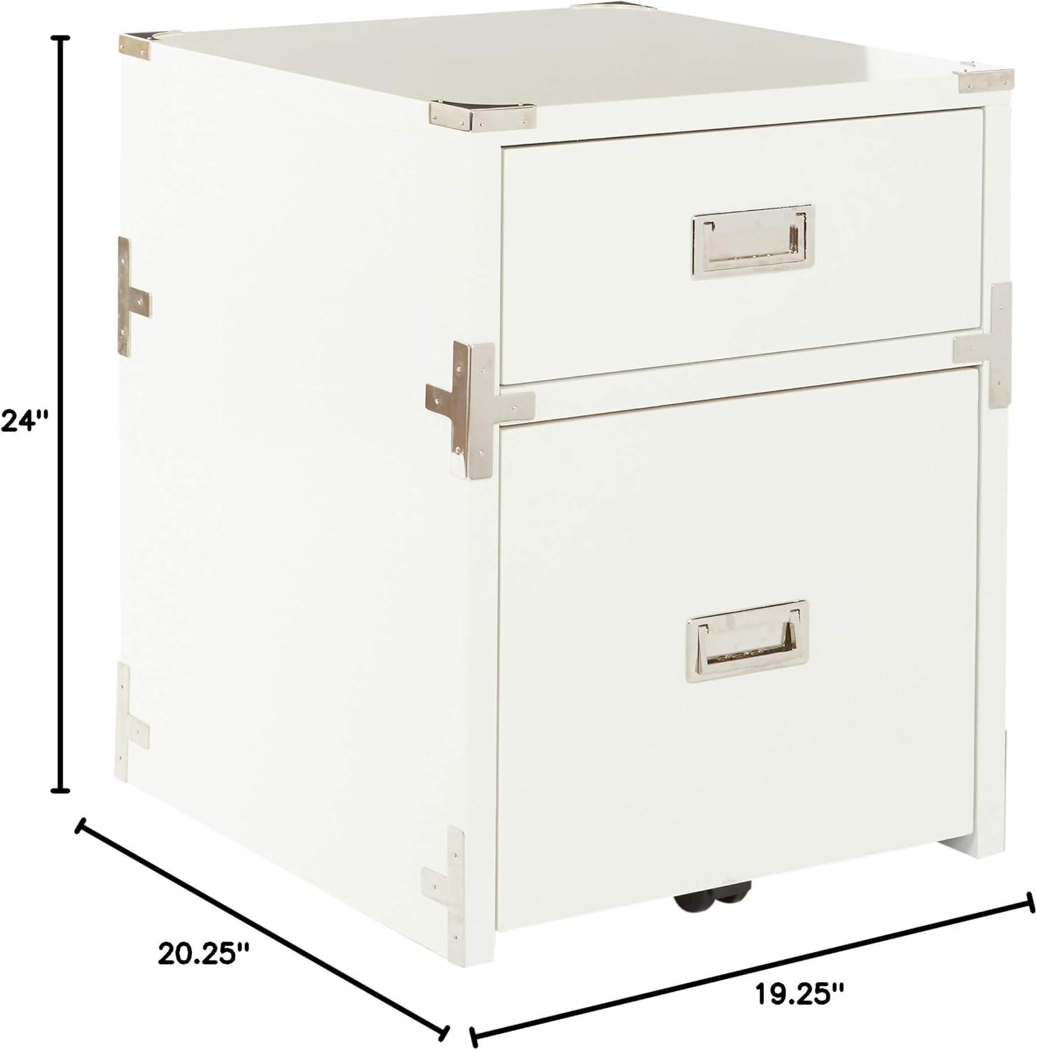 Wellington White 2-Drawer Campaign Style File Cabinet