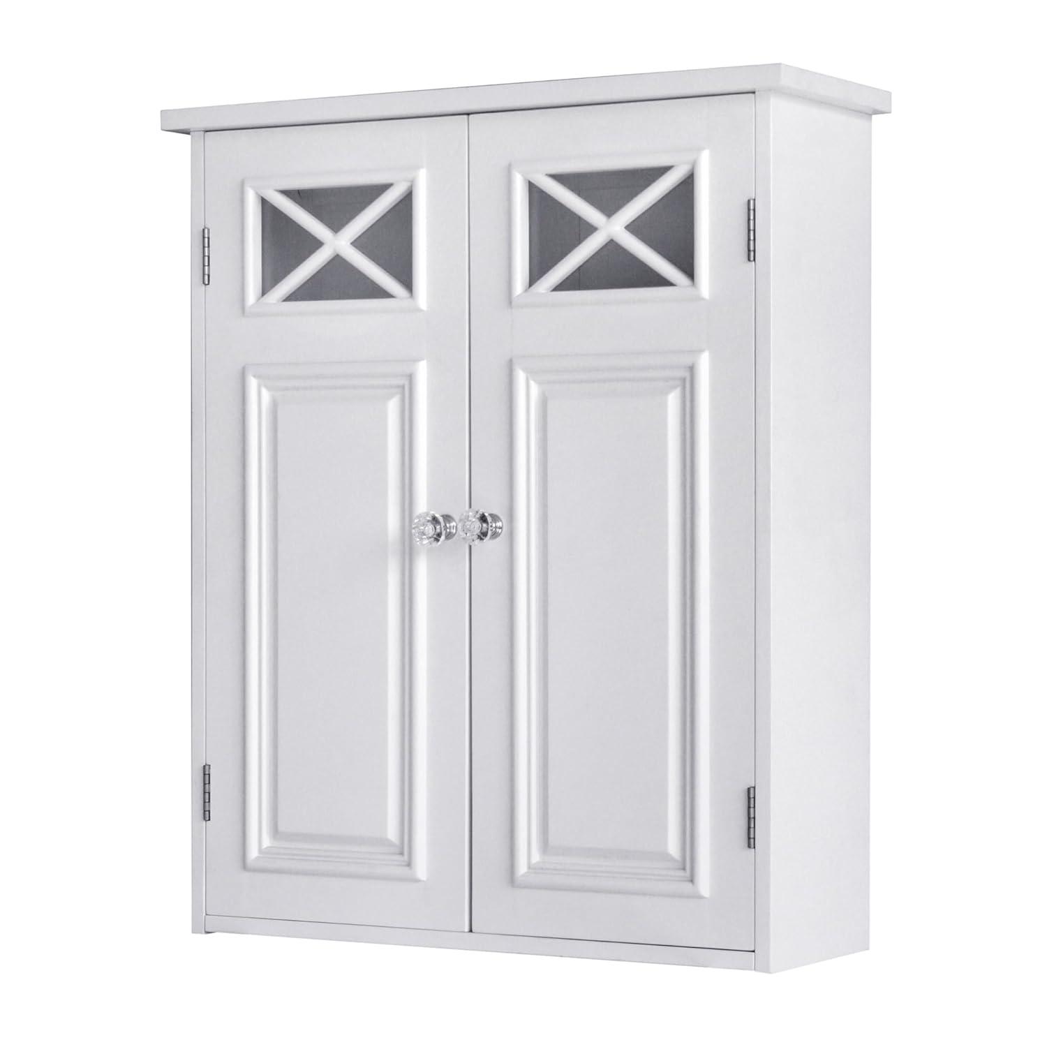 Dawson Two Doors Wall Cabinet White - Elegant Home Fashions: Traditional Style, Semi-Gloss Finish, Bathroom Storage