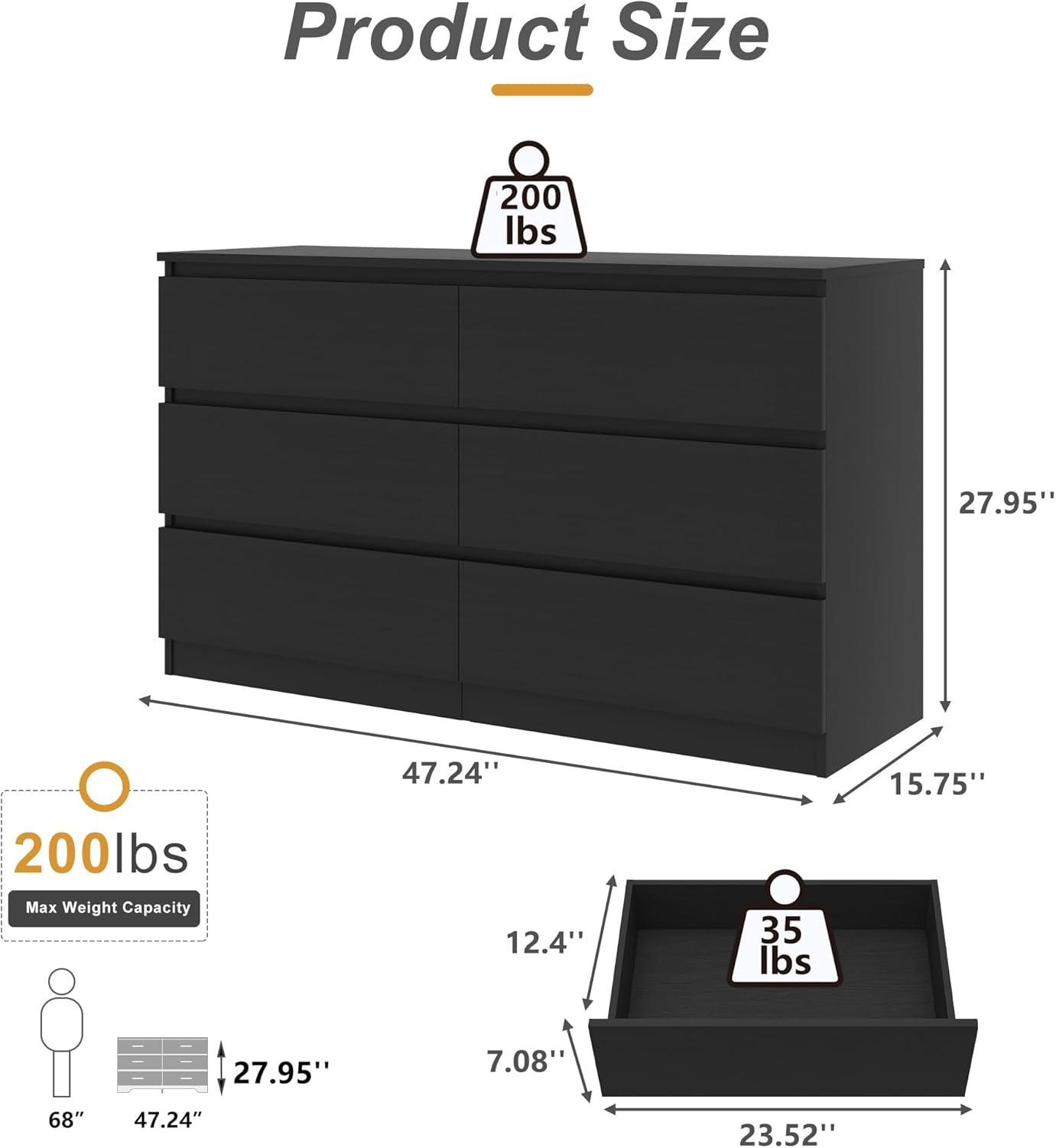 Hommoo 6 Drawer Double Dresser for Bedroom