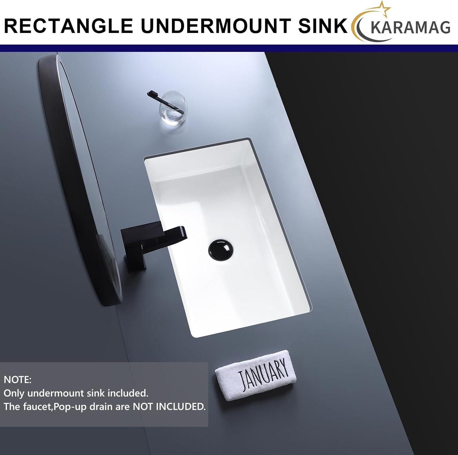 22" x 16" Undermount Bathroom Sink White Ceramic Bathroom Sink Rectangular Undermount Sink