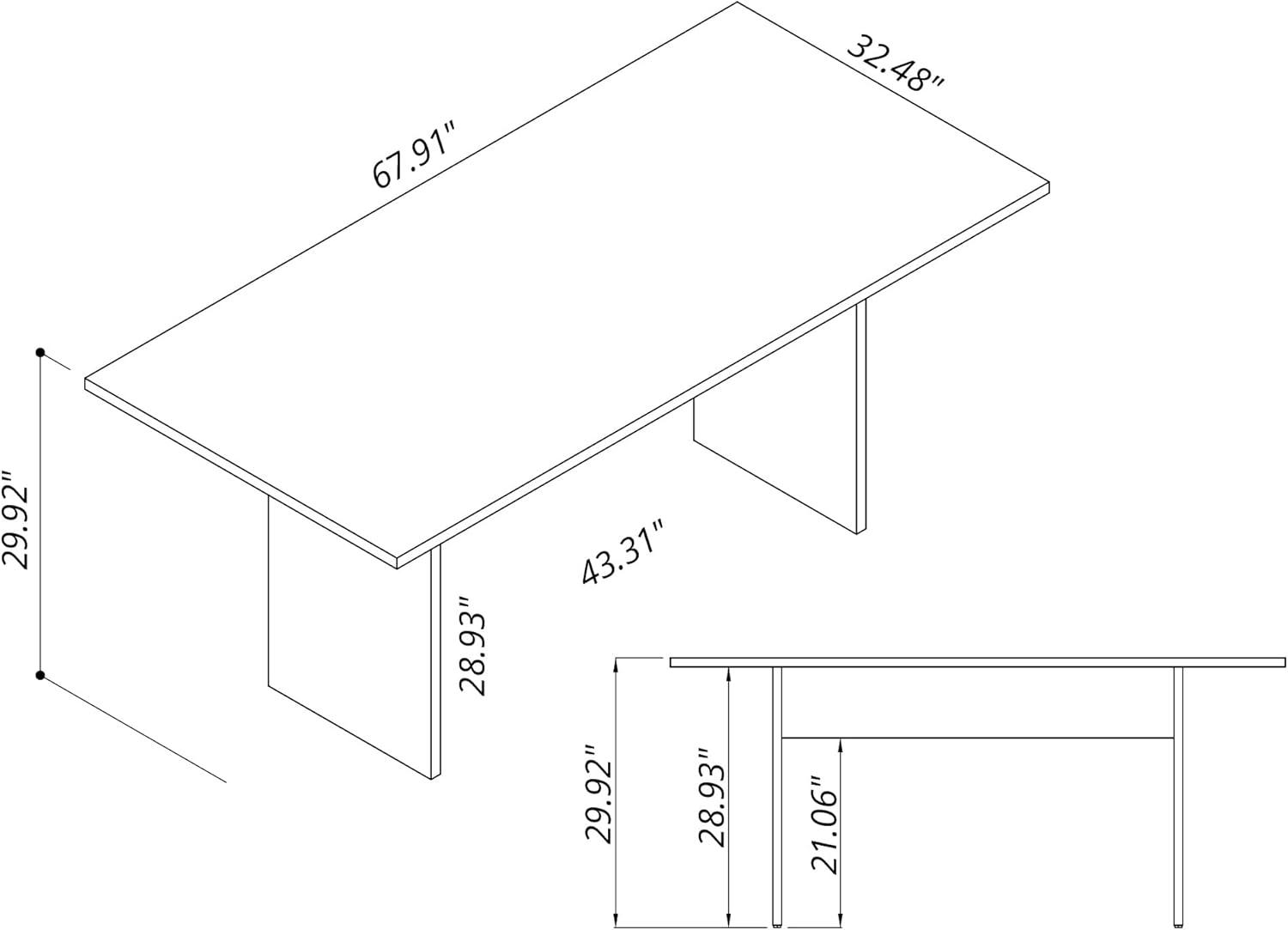 67.91" Nomad Modern Rectangular Dining Table - Manhattan Comfort