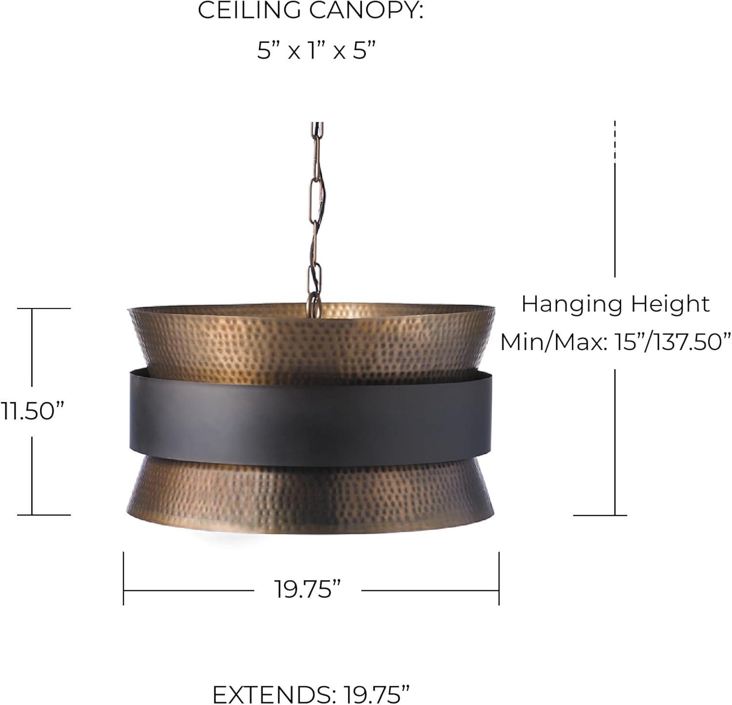 Capital Lighting 330446 4 Light 11-1/2" Tall Pendant - Patinaed Brass / Dark Zinc