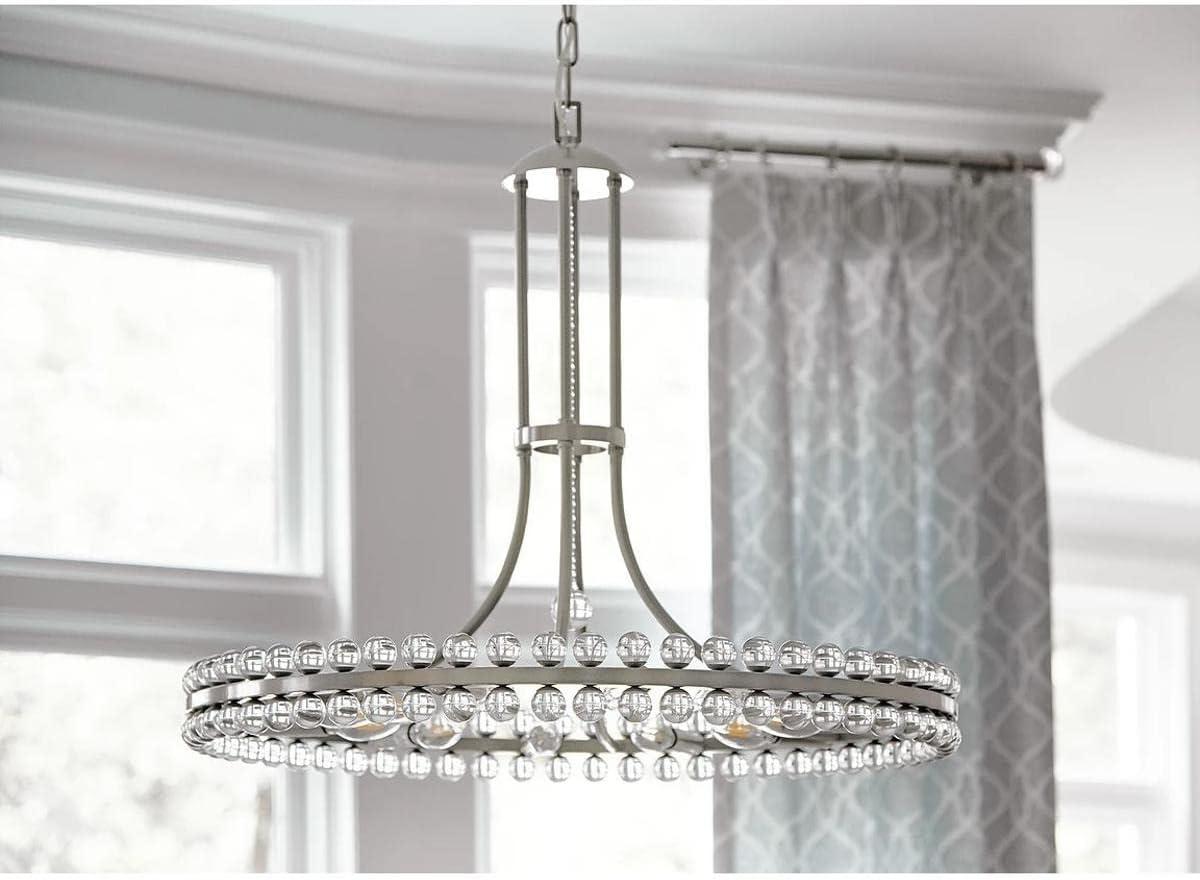 Brushed Nickel and Glass 12-Light Chandelier