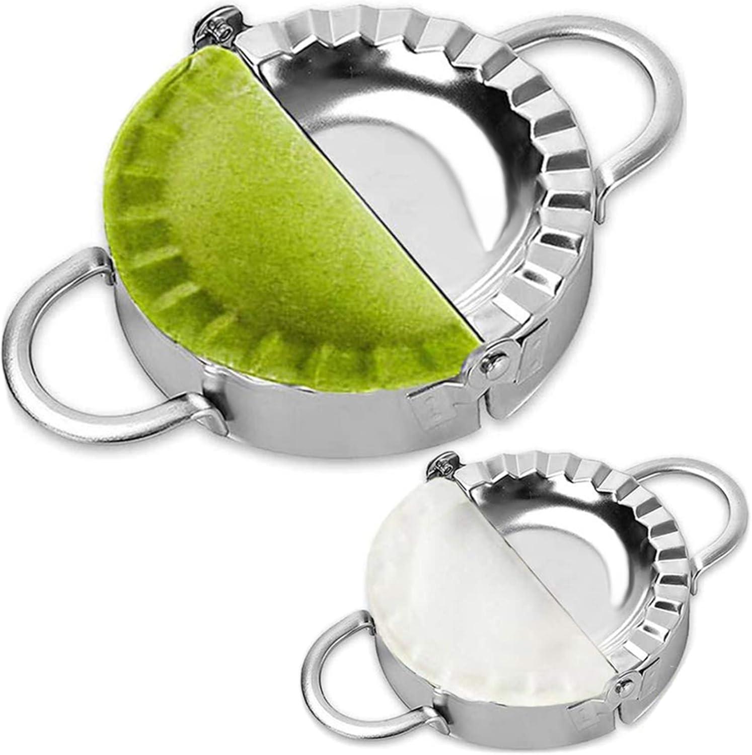 Stainless Steel Dumpling Ravioli Maker Press, 2 Pack Pierogi Mold - Wonton Mould, Easy-tool for Dumpling Wrapper Dough Stamp Cutter Pastry Pie Making (Small 3 inch,Large 3.75 inch)