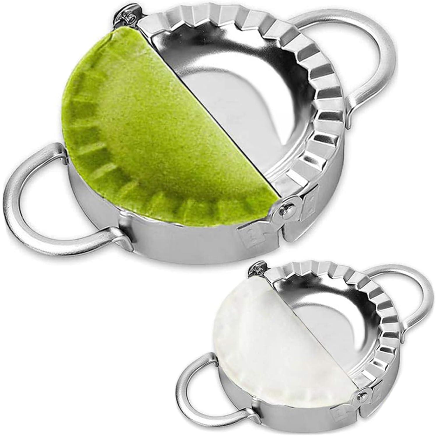 Stainless Steel Dumpling Ravioli Maker Press, 2 Pack Pierogi Mold - Wonton Mould, Easy-tool for Dumpling Wrapper Dough Stamp Cutter Pastry Pie Making (Small 3 inch,Large 3.75 inch)