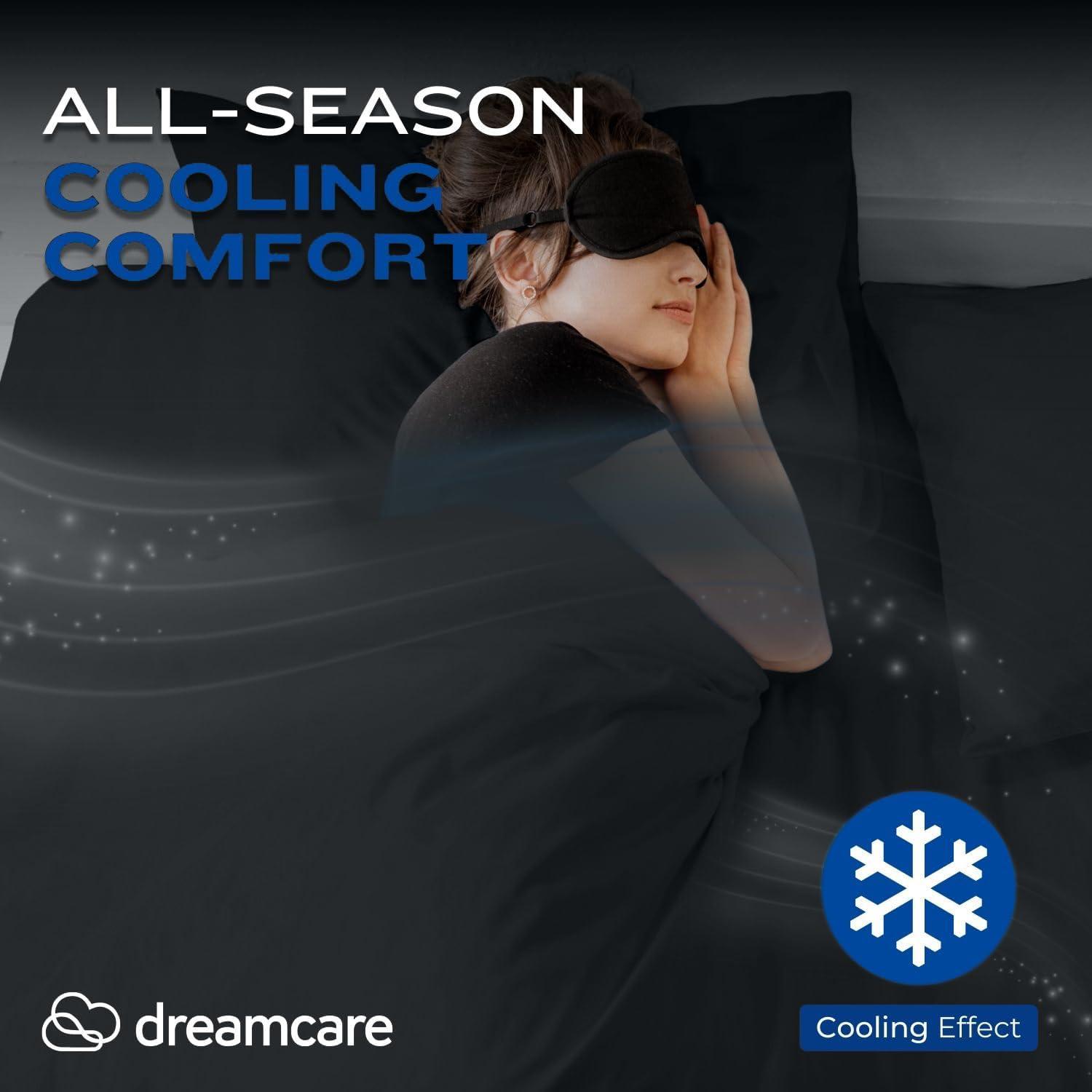 DREAMCARE - Bed Sheets Set - Queen Size Sheet with Side Pocket - 4pcs Set, 15 inches, Dark Gray