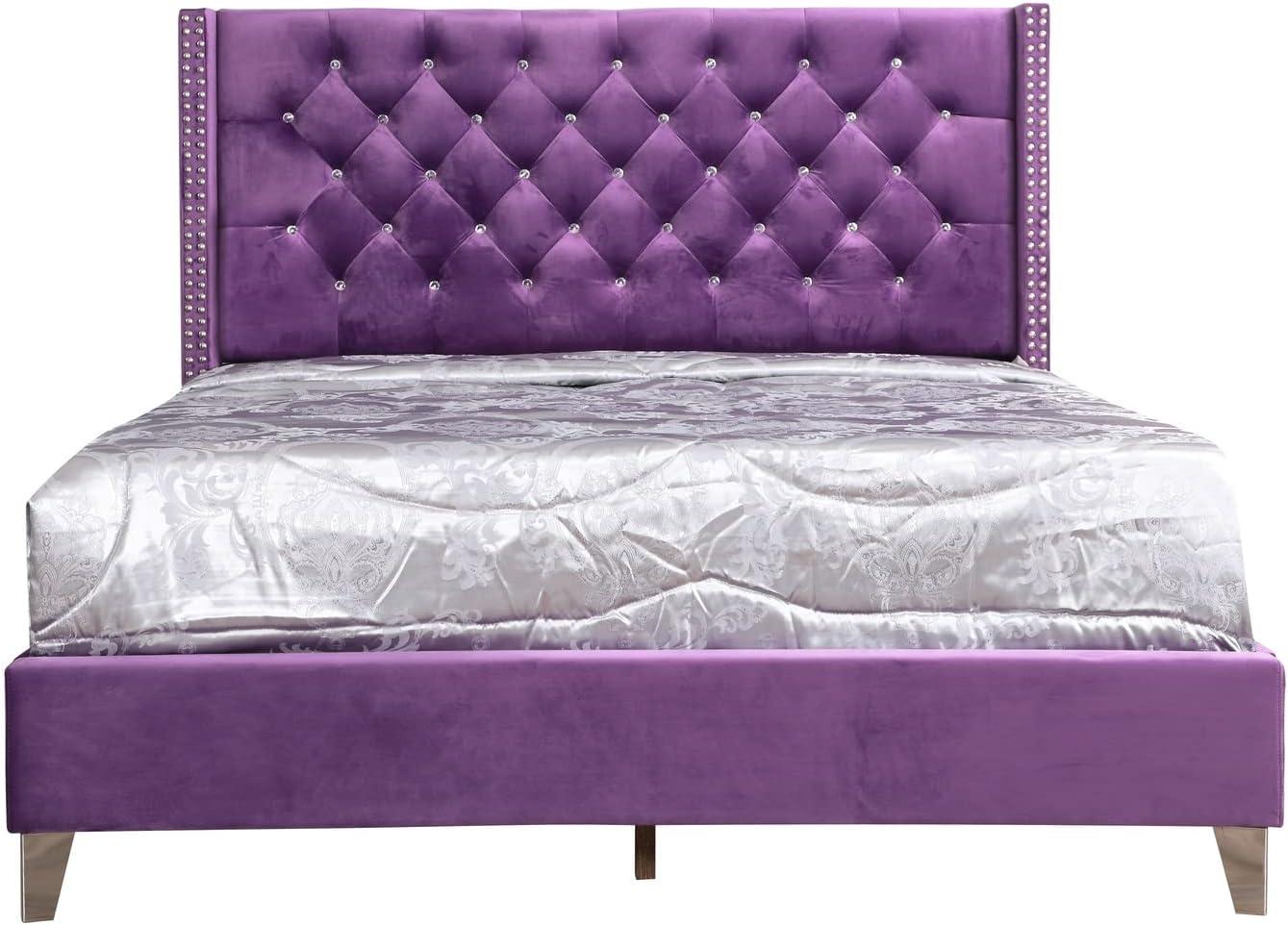 Glory Furniture Julie G1921-QB-UP Queen Upholstered Bed, Purple