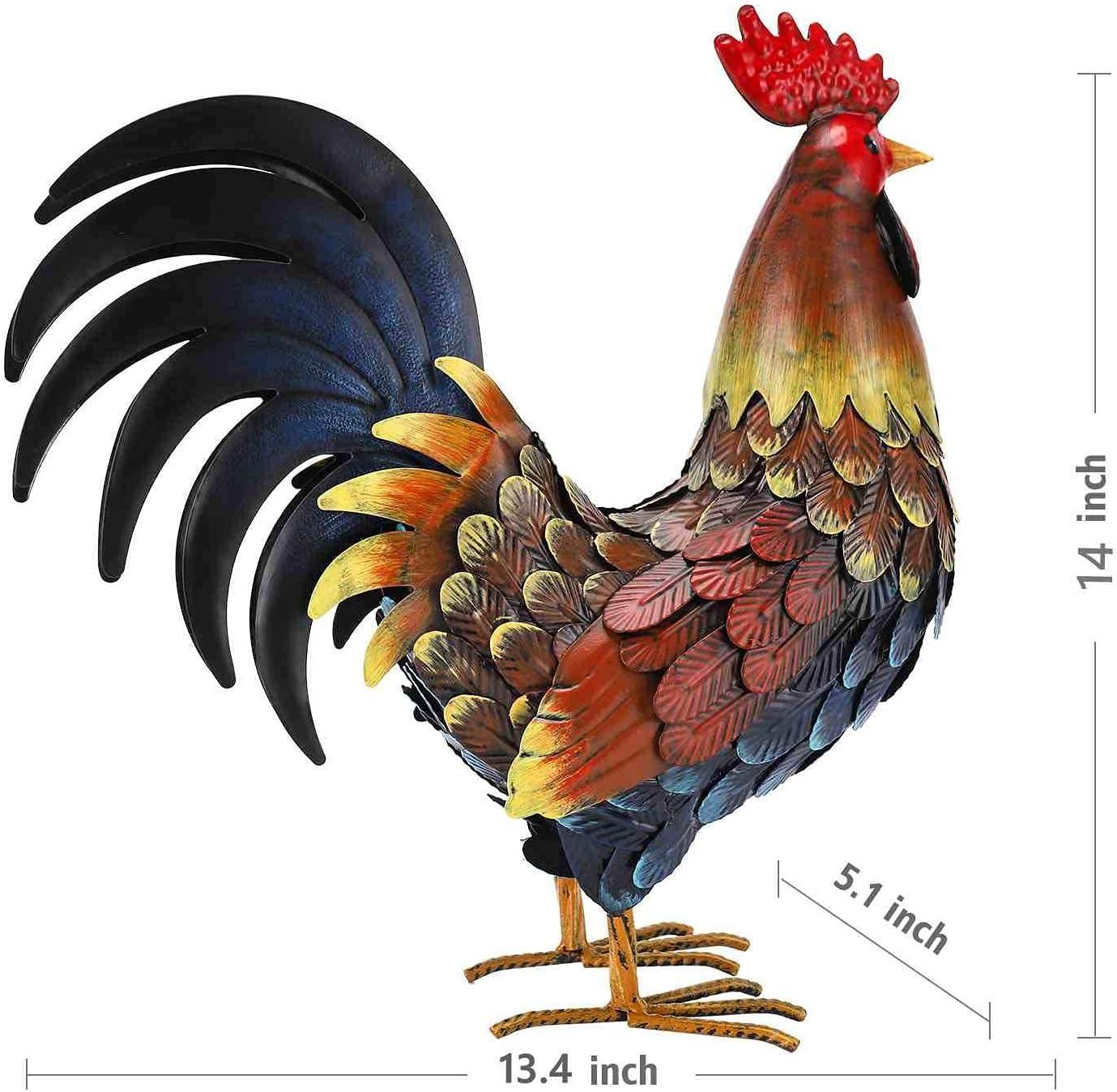 chisheen Metal Rooster Yard Decor Garden Statue Outdoor Chicken Decorations Sculpture for Backyard Patio Kitchen Lawn Ornaments Gifts for Mom C42