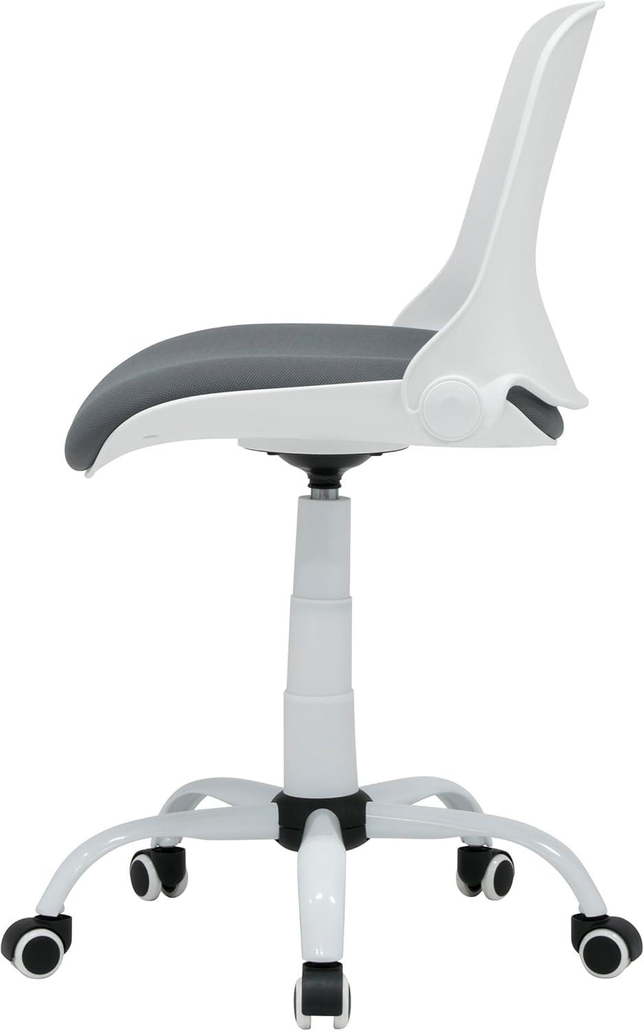 Ergonomic White and Gray Fabric Swivel Task Chair