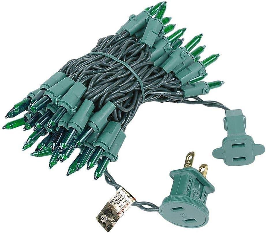 Novelty Lights Green 50 Light Incandescent Mini Christmas String Lights Green Wire 11 Feet