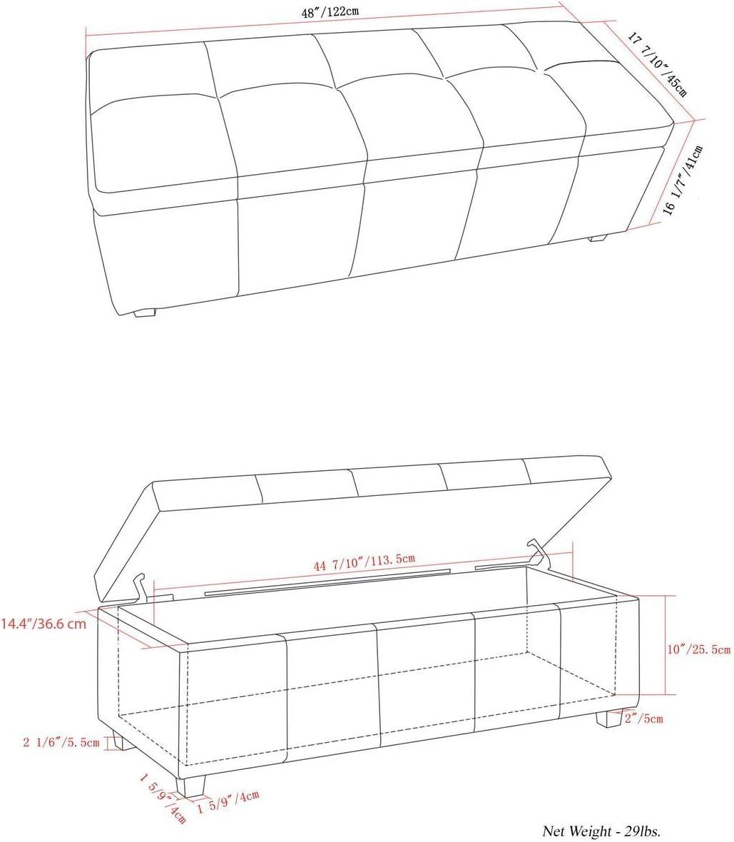 Simpli Home Castleford Large Storage Ottoman Bench