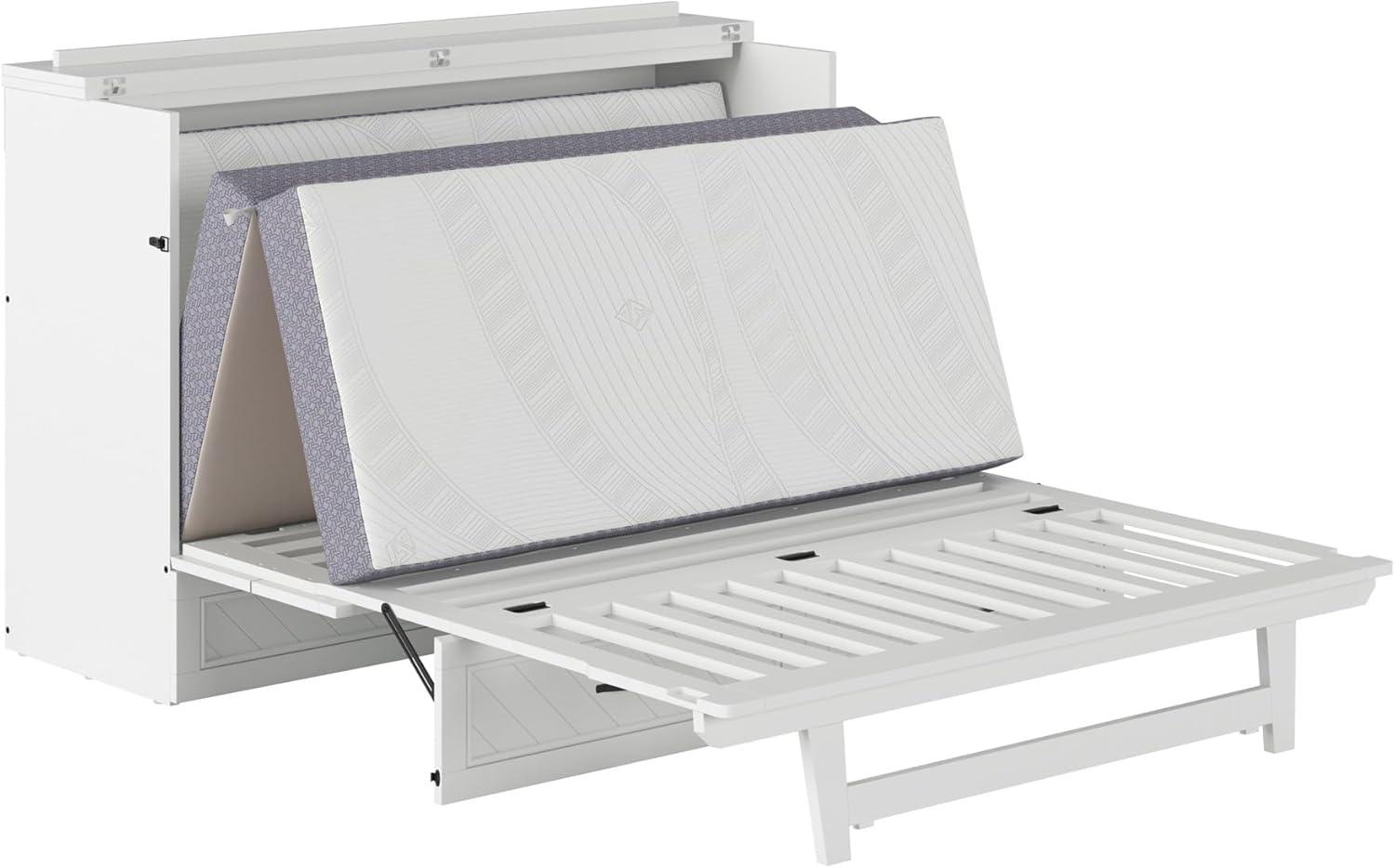 AFI Alpine Queen Wood Murphy Bed Chest with Mattress and Built-in Charger, White