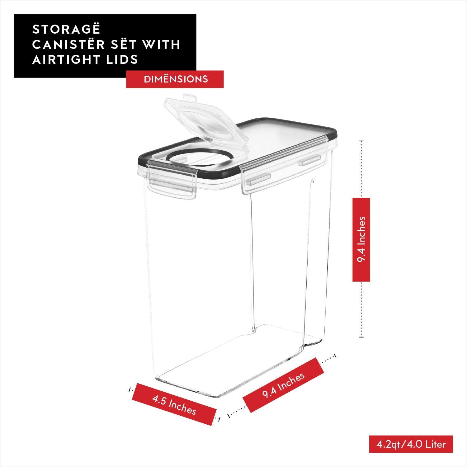 DWËLLZA KITCHEN Airtight Cereal Food Storage Containers For Flour & Sugar Including 1 Marker & 8 Labels (Set of 3)