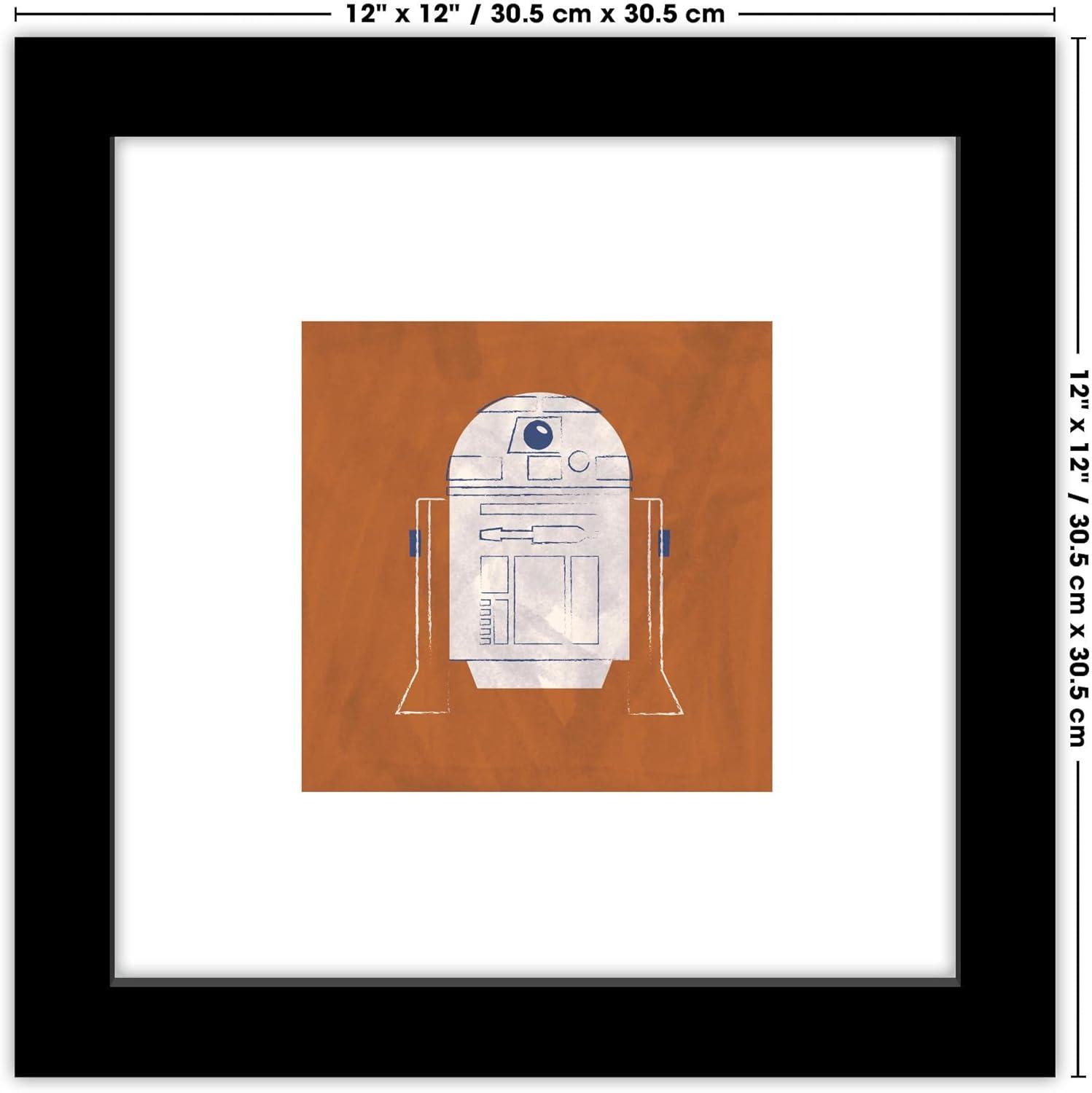 Gallery Pops Star Wars: Saga - Neutral Abstract R2-D2 Wall Art, Black Framed Version, 12" x 12"