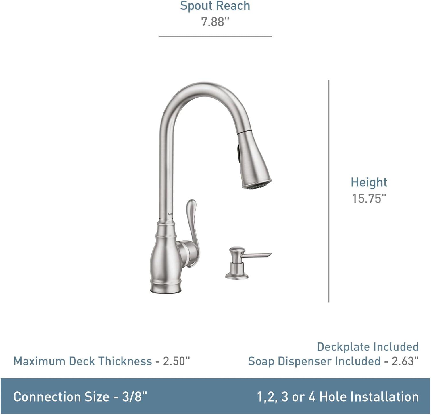 Moen Anabelle Single Handle Deck-mount Pull-down Kitchen Faucet with Sprayer ( Deck Plate Included ) (Soap Dispenser Included)