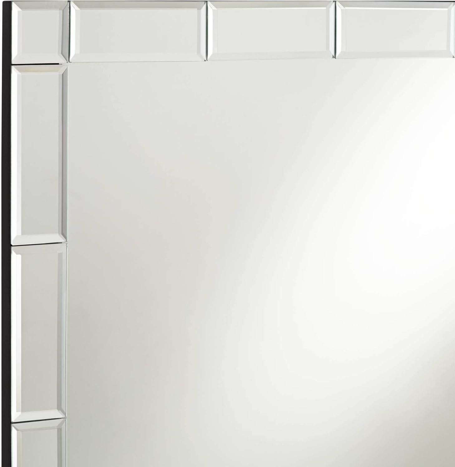 Contemporary Tiled Edge Vanity Wall Mirror with Beveled Glass