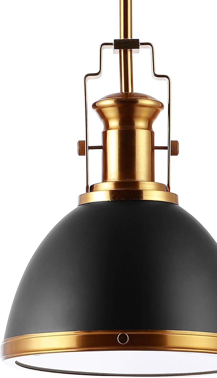 Homer 10" 1-Light Modern Industrial Iron LED Dome Pendant, Black/Brass Gold