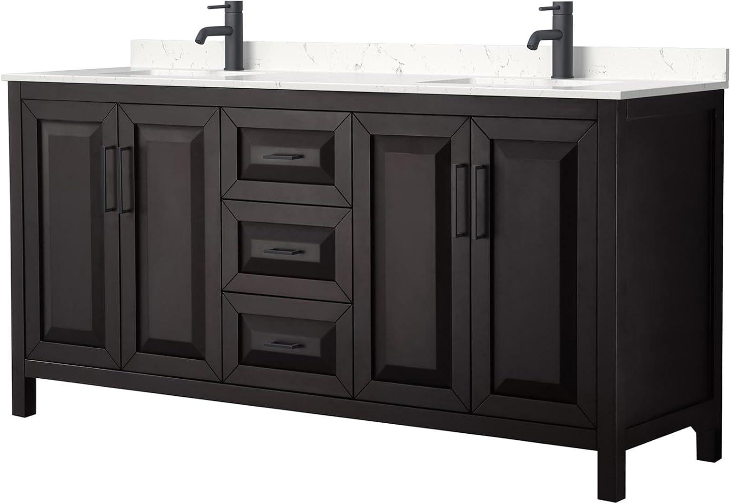 Daria 72'' Double Bathroom Vanity with Carrara Marble Top