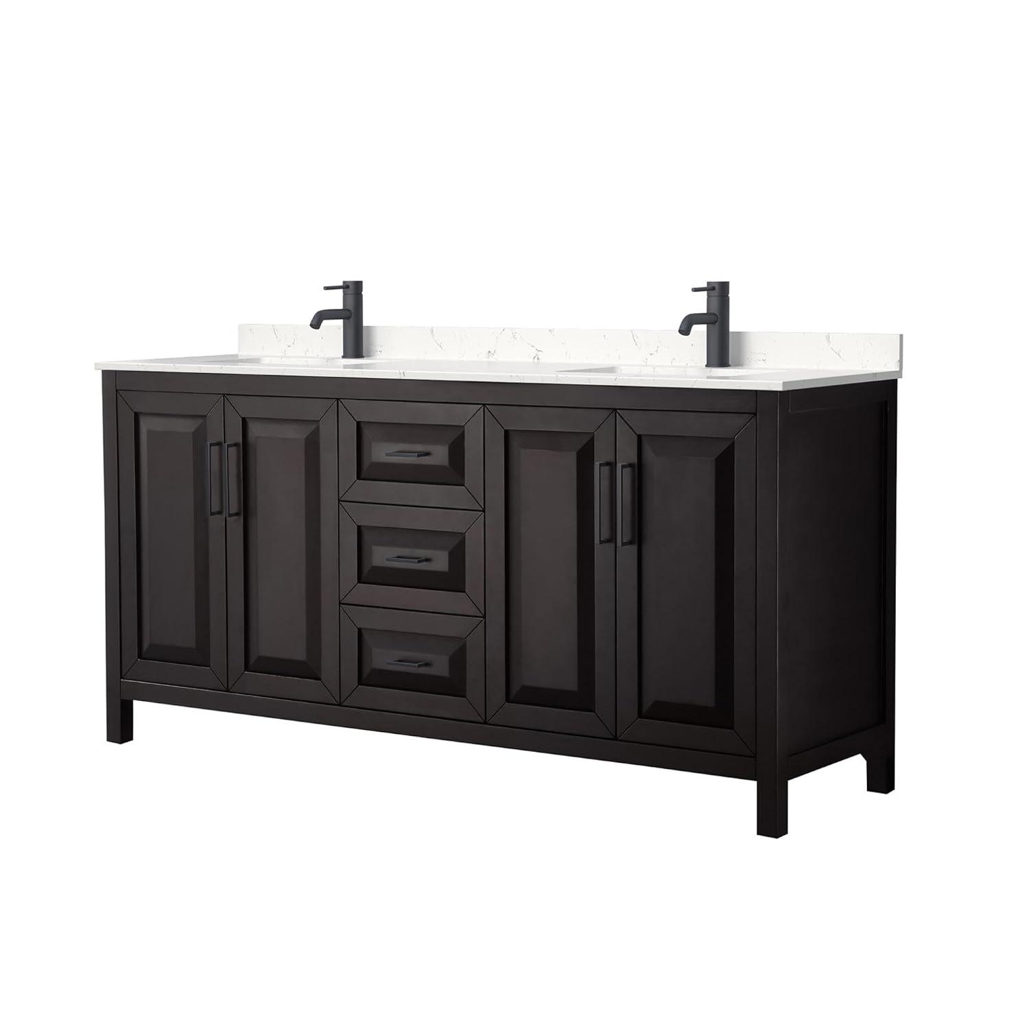 Wyndham Collection Daria 72'' Double Bathroom Vanity with Carrara Marble Top