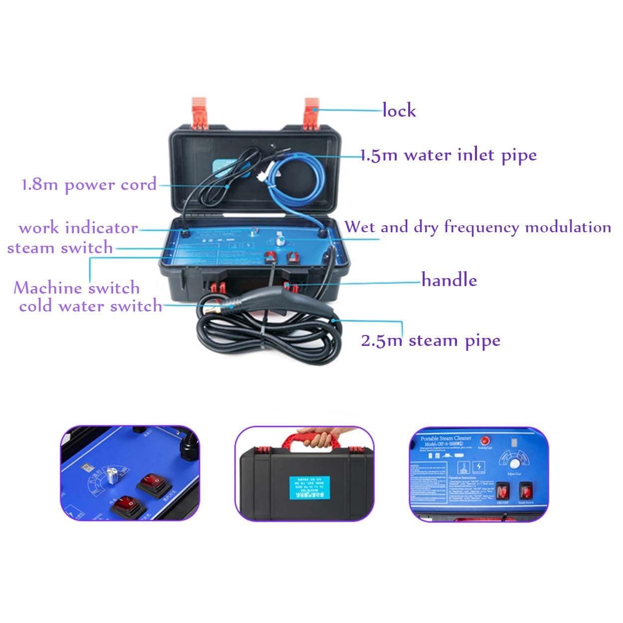 Miumaeov 1700W High Pressure & Temperature Steam Cleaner Cleaning Machine Car Household