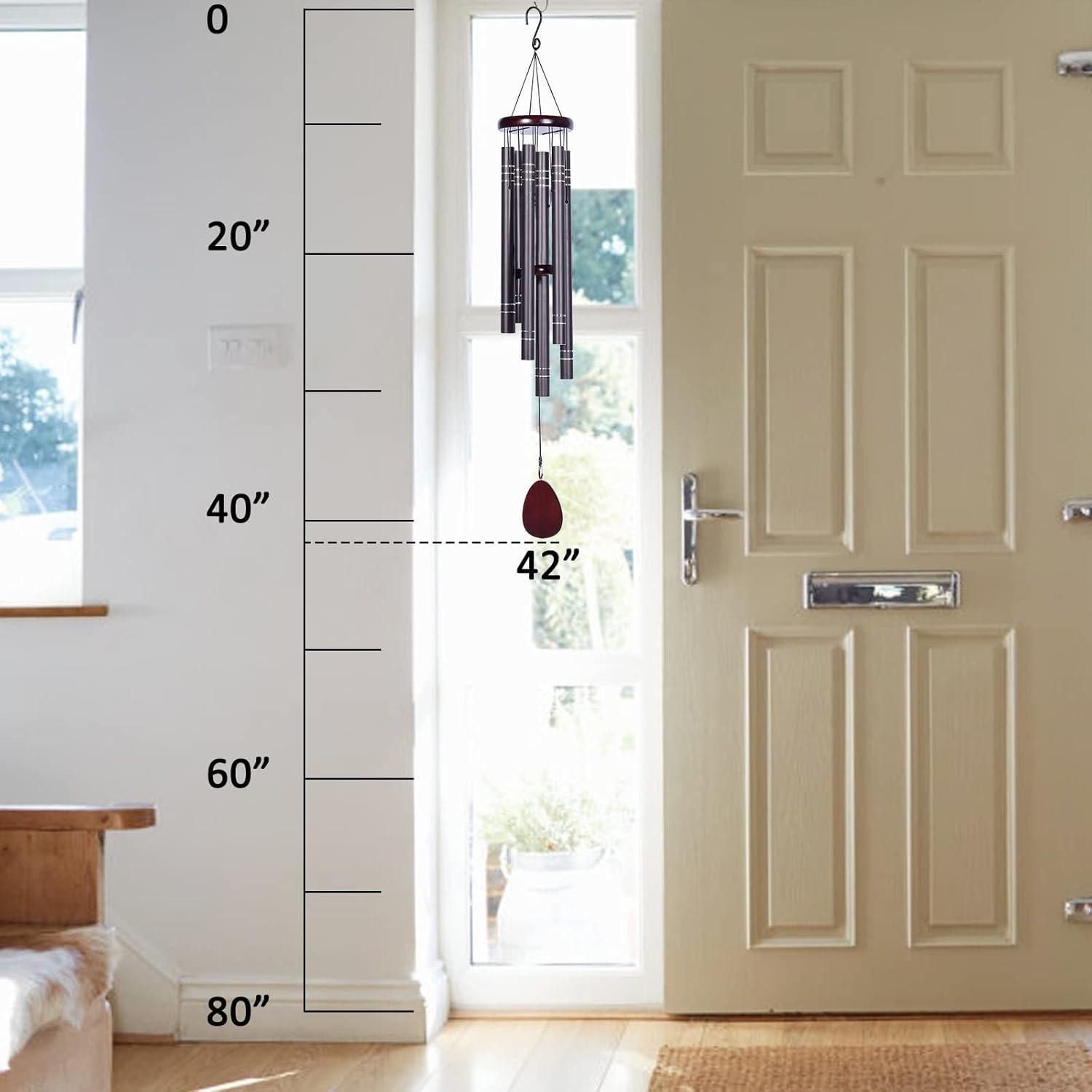 Noble House Sympathy Wind Chimes Outdoor Large Deep Tone,42" Memorial Wind Chimes for Loss of Loved ones,Big Wind Chimes, Both Indoor Decor and Outdoor Decor in Your Garden,Yard and Patio (Dark Brown)