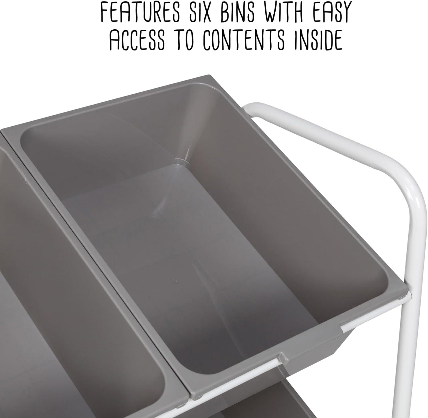 Honey-Can-Do 6 Bin rolling cart: Steel Utility Storage, Fade-Resistant, Ground Freestanding, 34" Height, 24" Depth, Gray