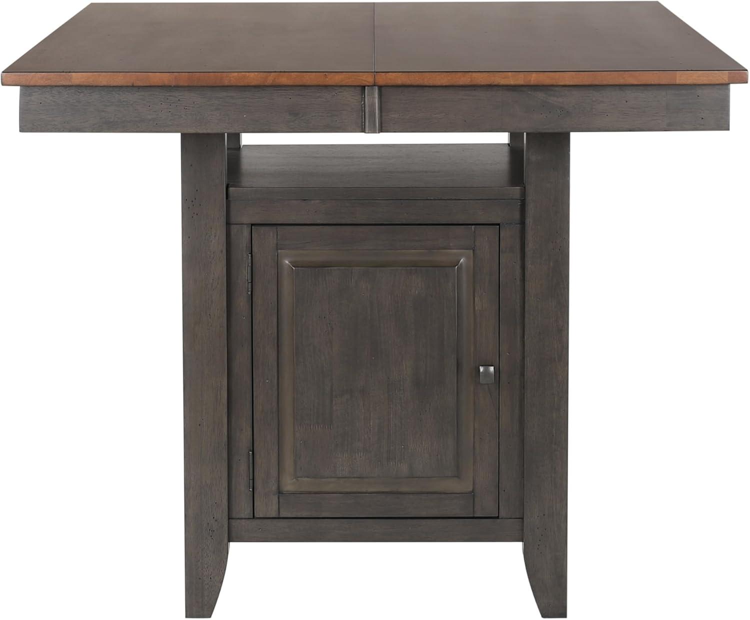 Dakota 5PC Extendable 42-54-in Pub Dining Storage Table Set in Brown & Gray Wood