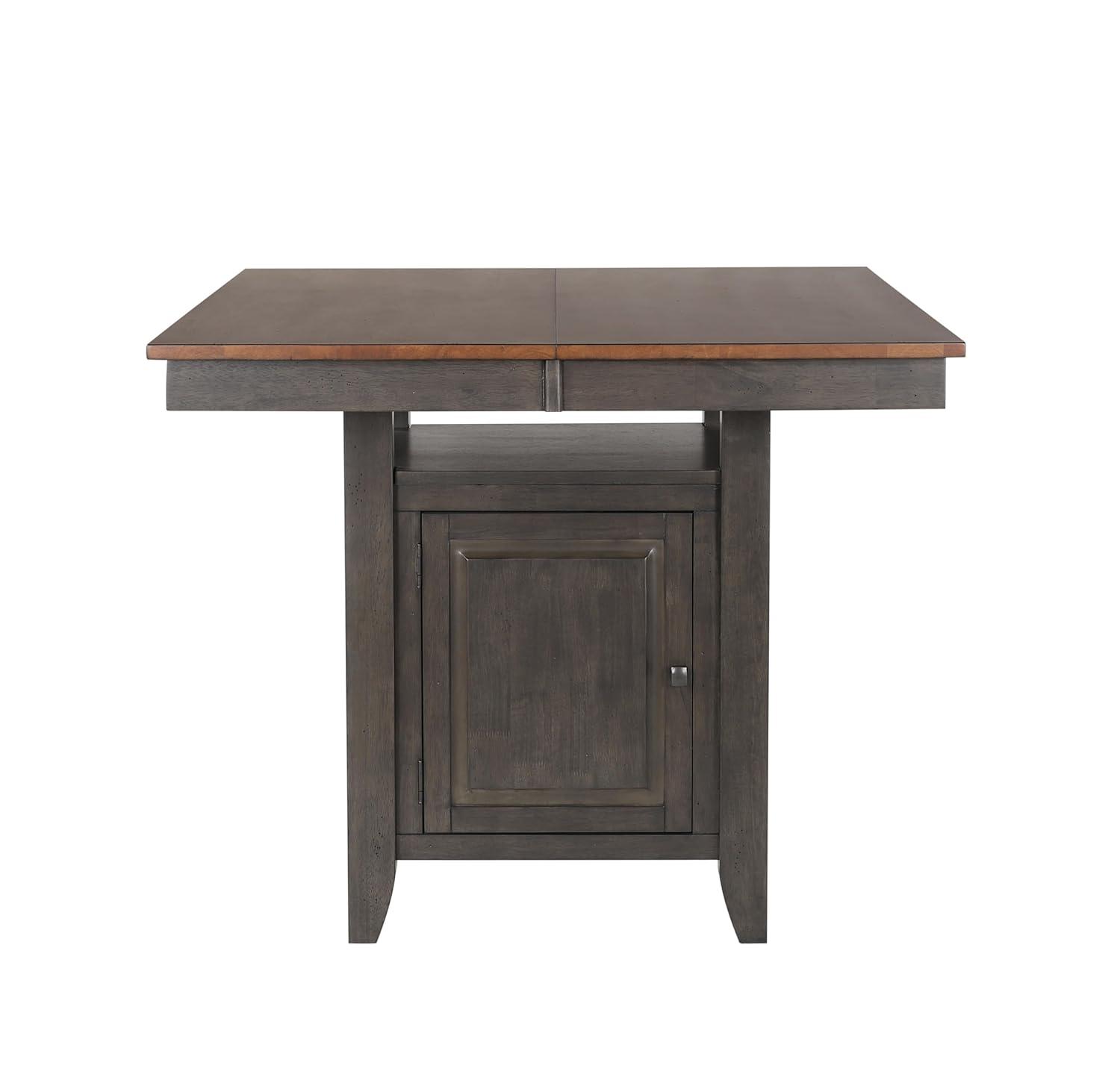 Dakota 5PC Extendable 42-54-in Pub Dining Storage Table Set in Brown & Gray Wood